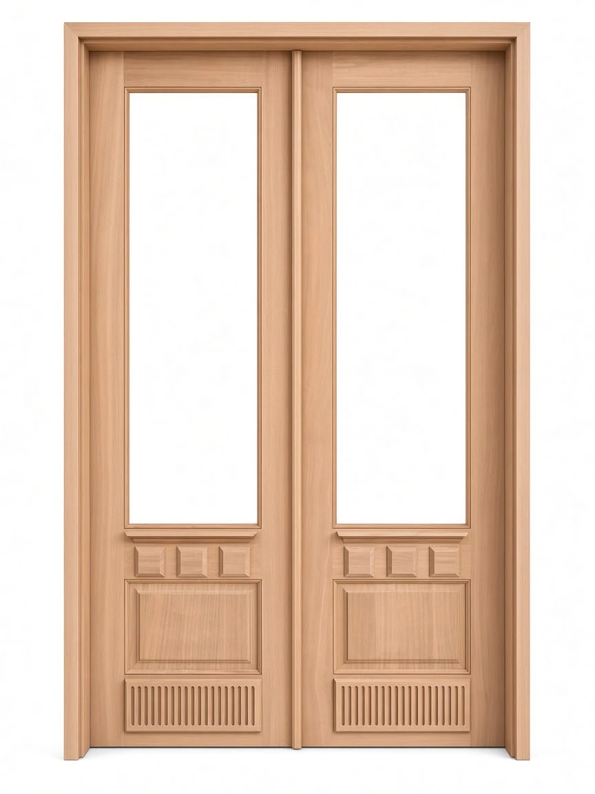 Decorative glass double doors exterior door design