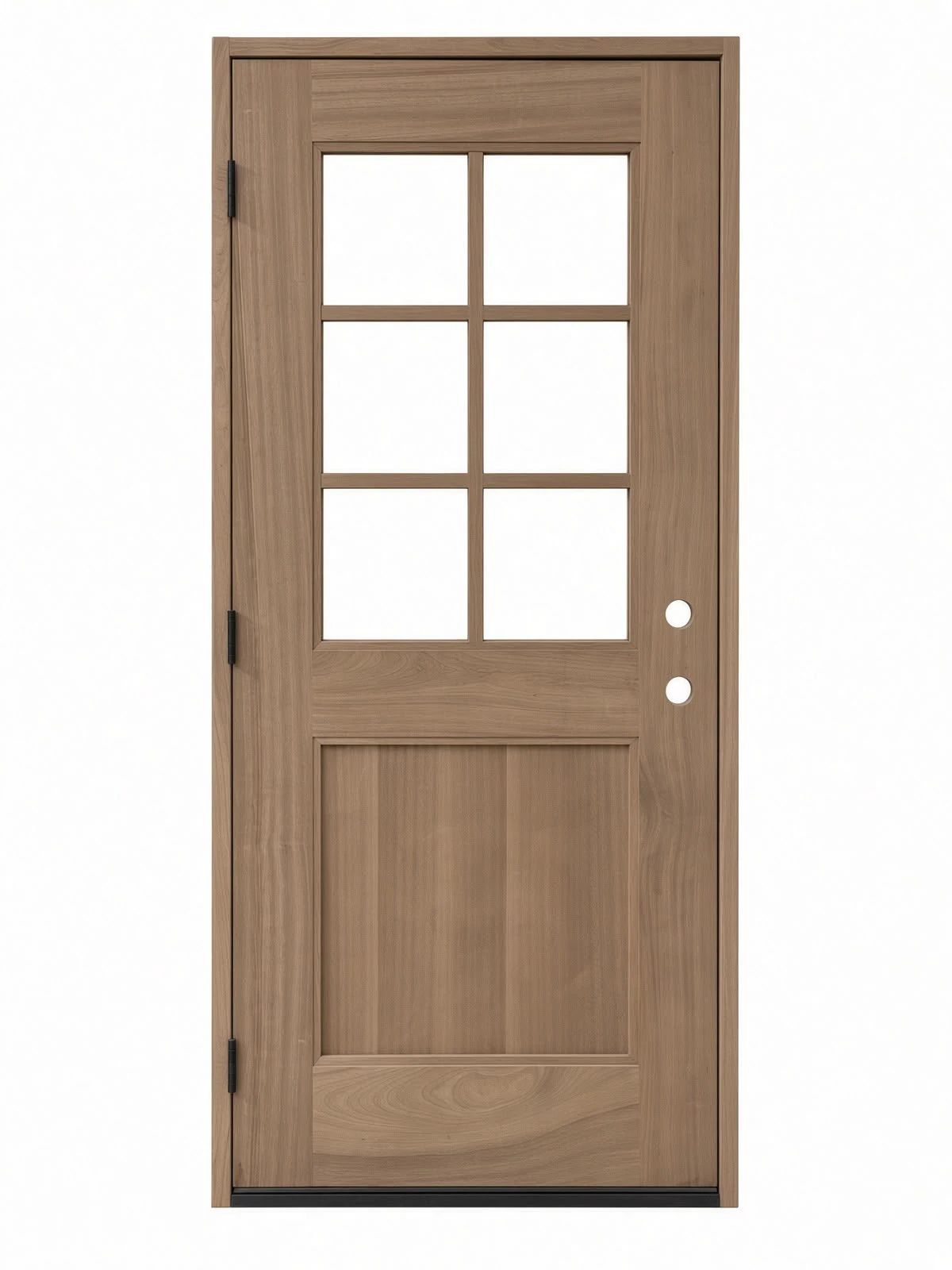 Six-light single entry exterior door design